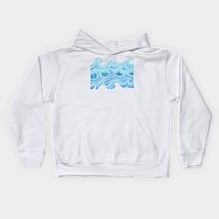 BLUE WAVES - WATERCOLOR PAINTING - OCEAN WAVES - RIVER RAPIDS Kids Hoodie